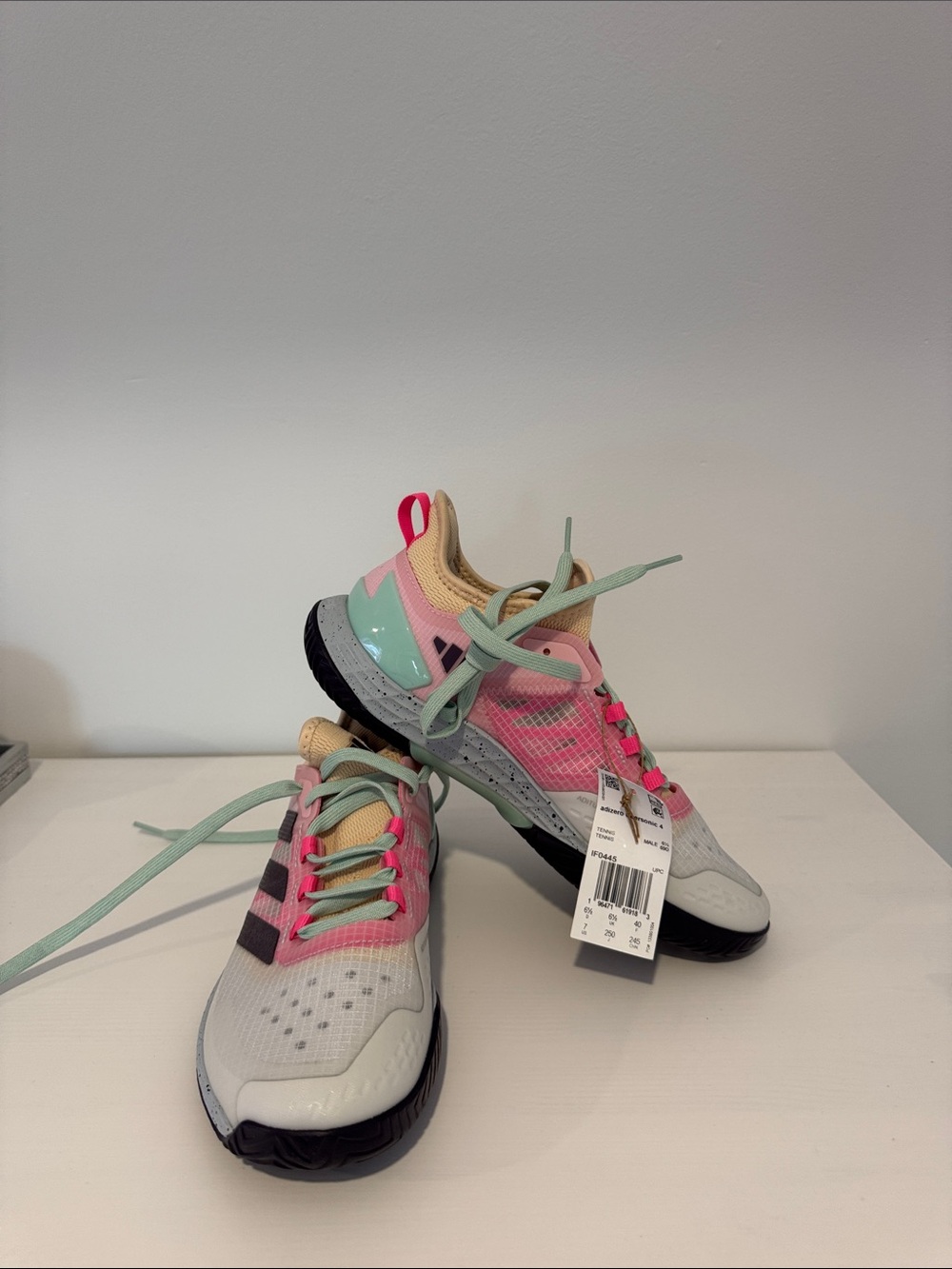 NIB adidas Ubersonic 4.1M White, Pink & Mint Tennis Sneakers